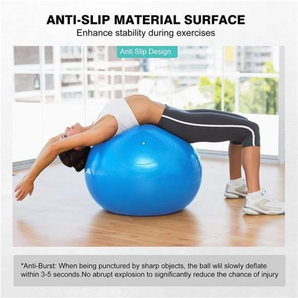 Exercise Ball, Thick Anti-Slip & Anti-Burst Yoga Pilates Ball with Air Pump - Picture 3 of 7